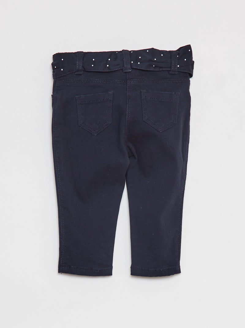 Pantaloni in twill con cintura in voile di cotone BLU - Kiabi