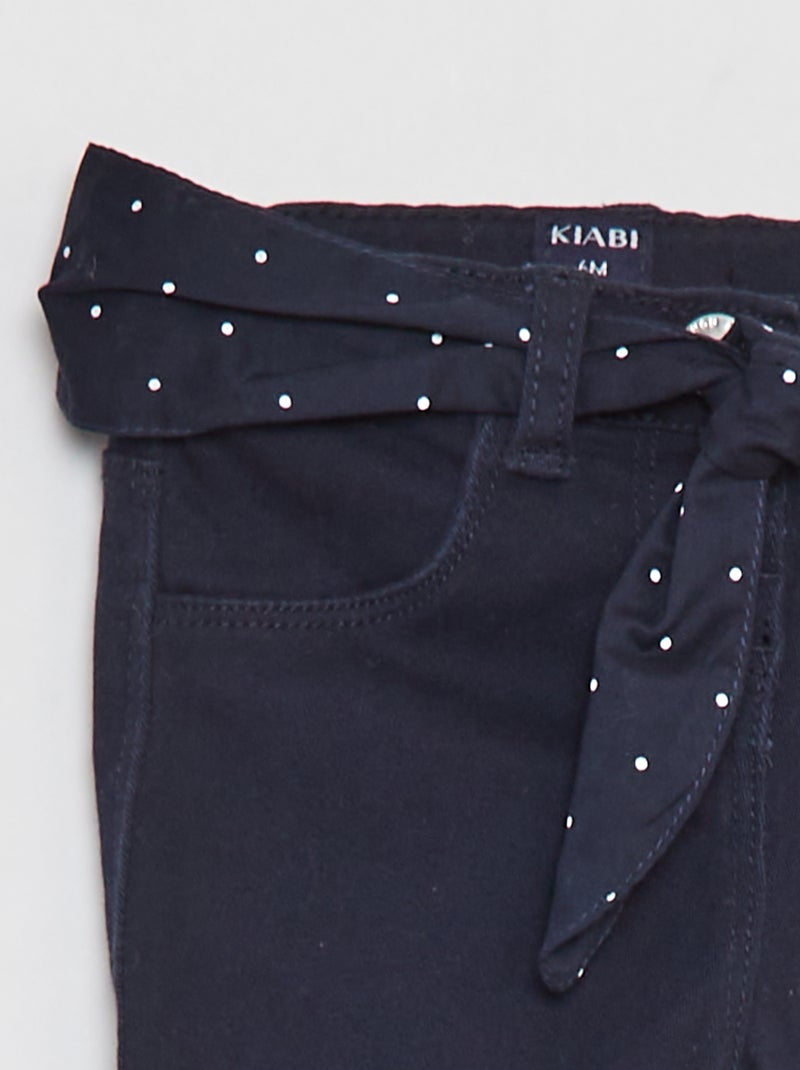 Pantaloni in twill con cintura in voile di cotone BLU - Kiabi