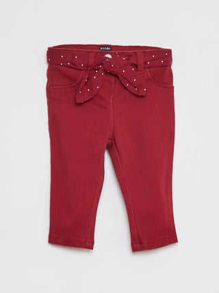 Pantaloni in twill con cintura in voile di cotone