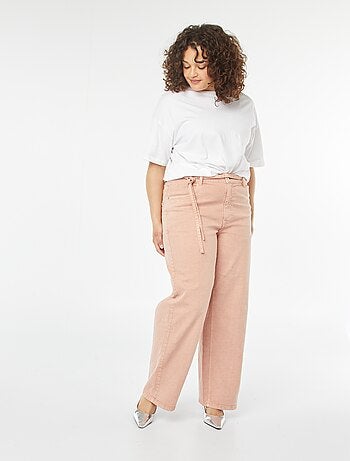 Pantaloni in twill con cintura sottile da annodare