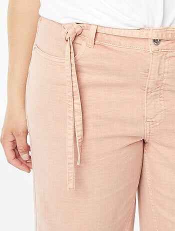 Pantaloni in twill con cintura sottile da annodare