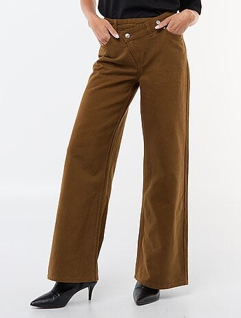 Pantaloni in twill di cotone con cintura asimmetrica