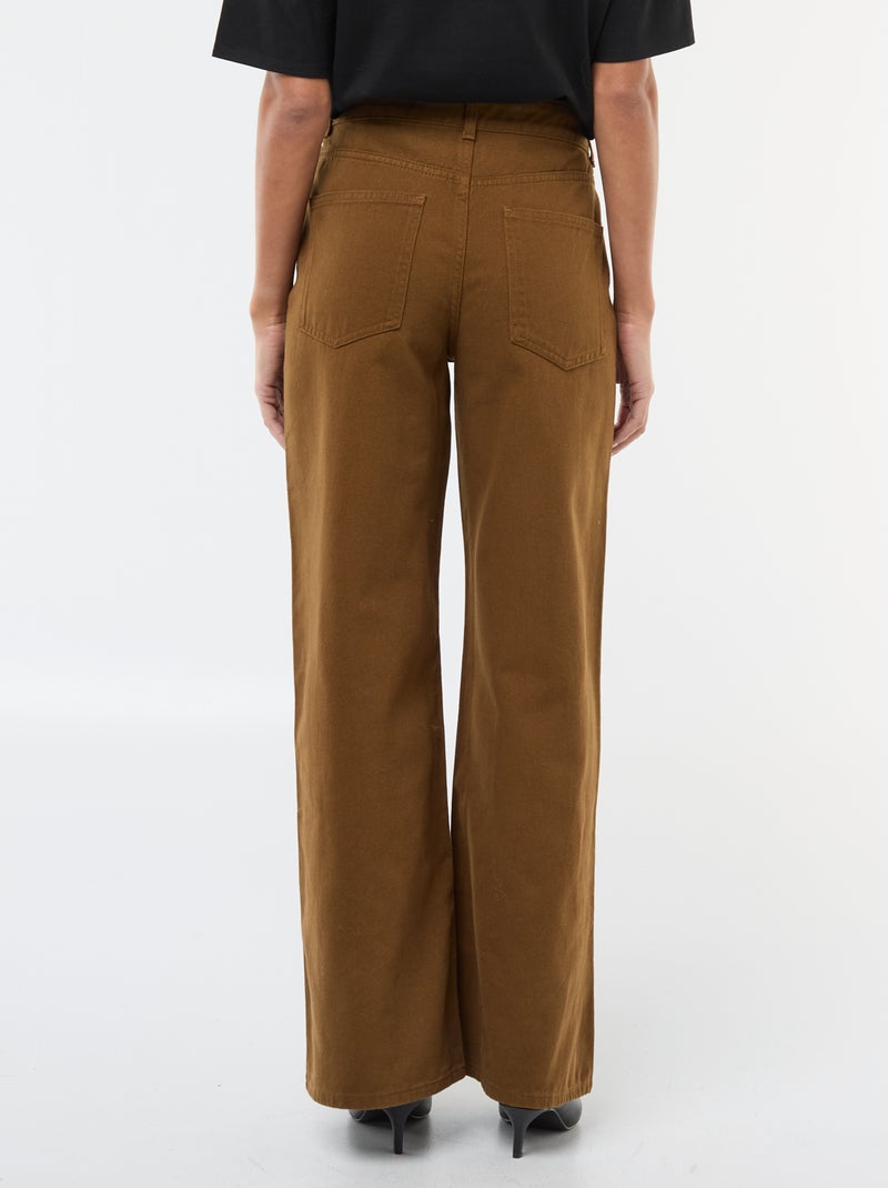 Pantaloni in twill di cotone con cintura asimmetrica Marrone - Kiabi
