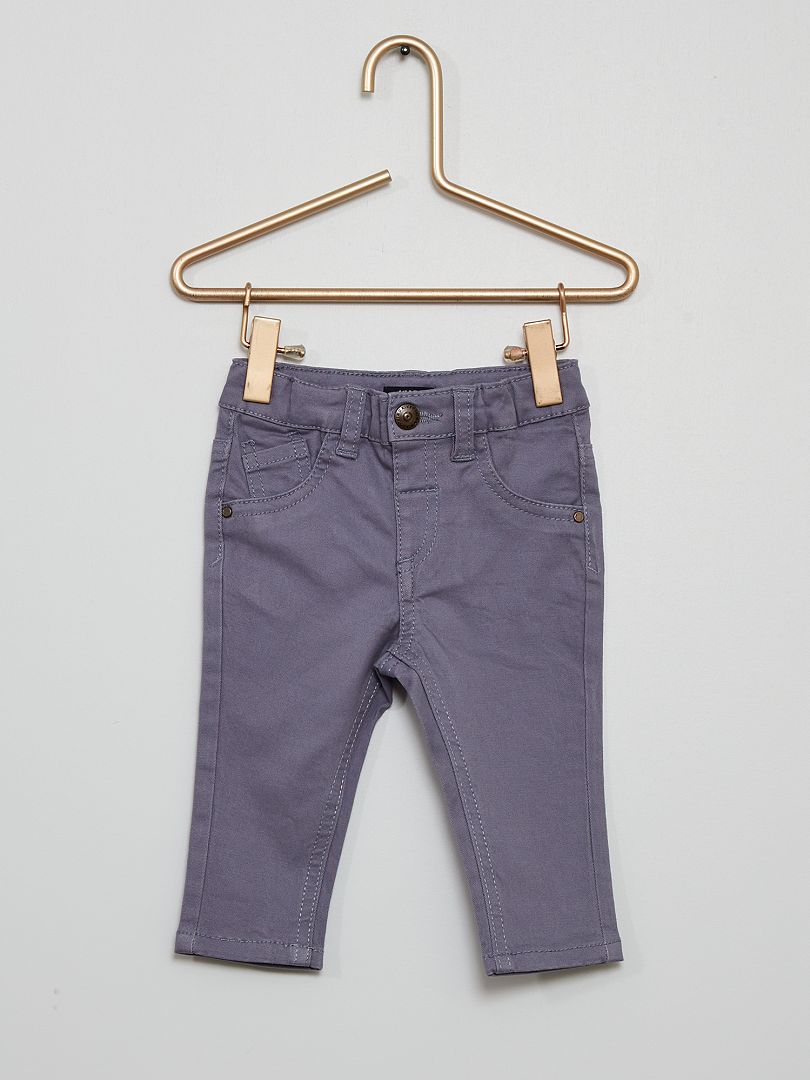 Pantaloni in twill di cotone tinta unita BLU - Kiabi
