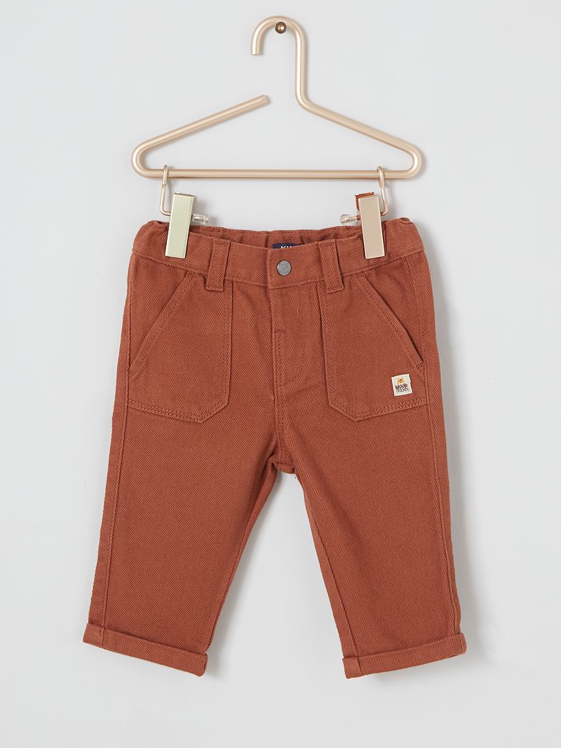 Pantaloni in twill eco-sostenibili castano - Kiabi