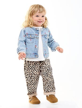 Pantaloni in twill fantasia leopardata
