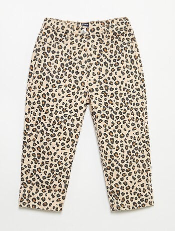 Pantaloni in twill fantasia leopardata