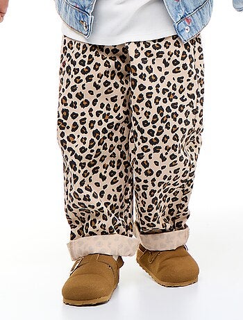 Pantaloni in twill fantasia leopardata