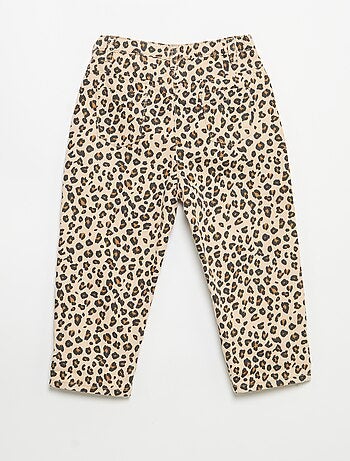 Pantaloni in twill fantasia leopardata