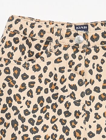 Pantaloni in twill fantasia leopardata