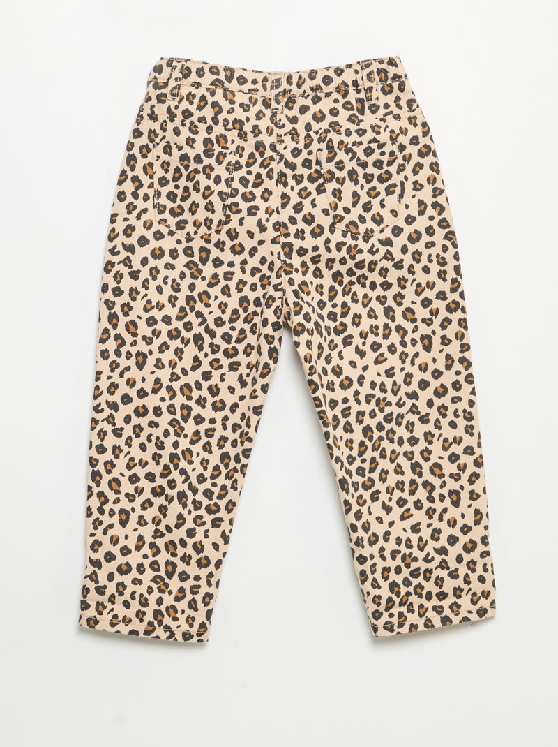 Pantaloni in twill fantasia leopardata Beige - Kiabi