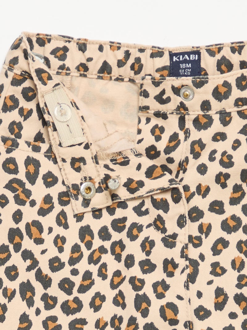Pantaloni in twill fantasia leopardata Beige - Kiabi