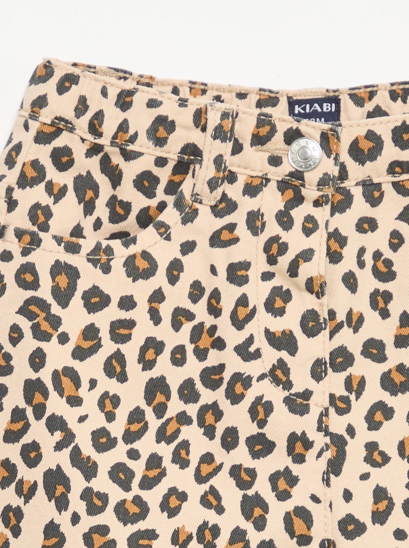 Pantaloni in twill fantasia leopardata Beige - Kiabi