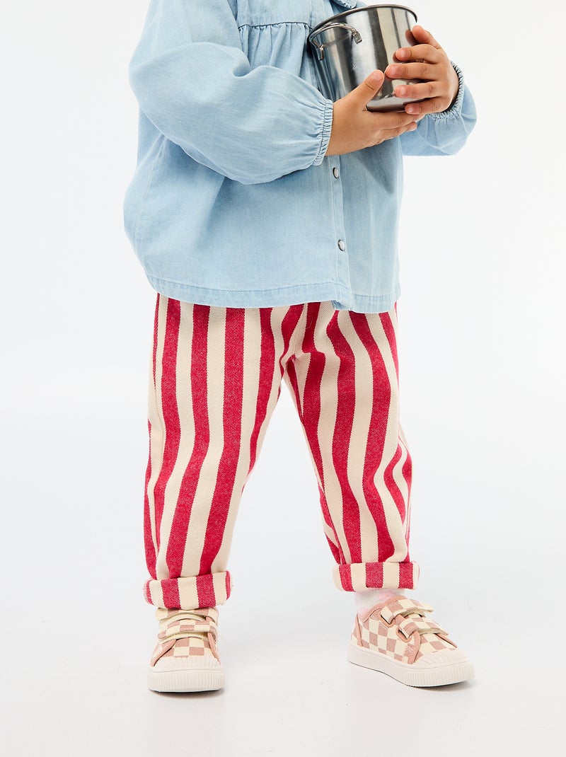 Pantaloni in twill paperbag Rosso - Kiabi