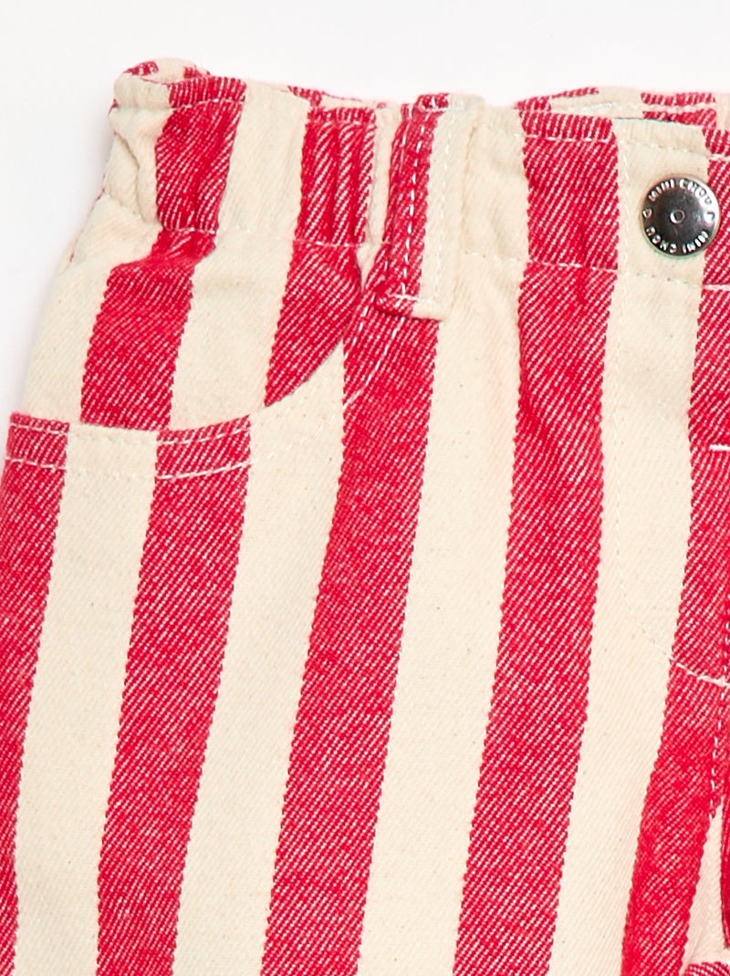 Pantaloni in twill paperbag Rosso - Kiabi