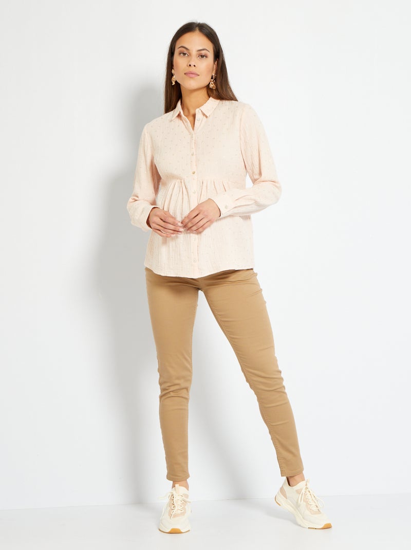 Pantaloni in twill premaman BEIGE - Kiabi