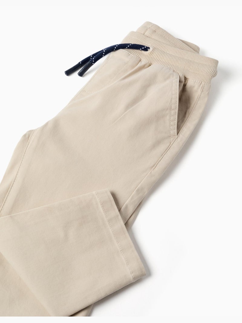 Pantaloni in twill slim fit con coulisse Beige chiaro - Kiabi