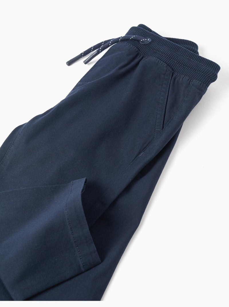 Pantaloni in twill slim fit con coulisse Blu scuro - Kiabi