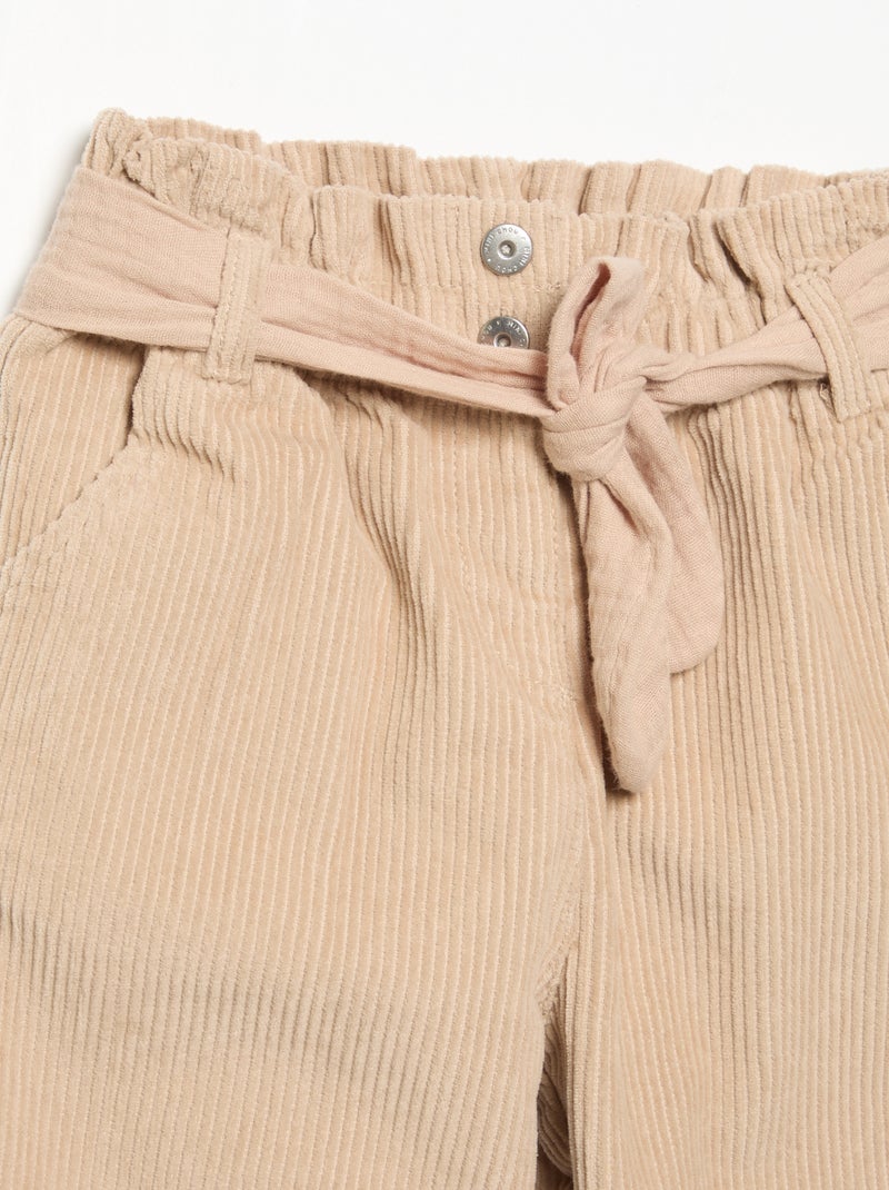 Pantaloni in velluto a coste con cintura inclusa Beige - Kiabi