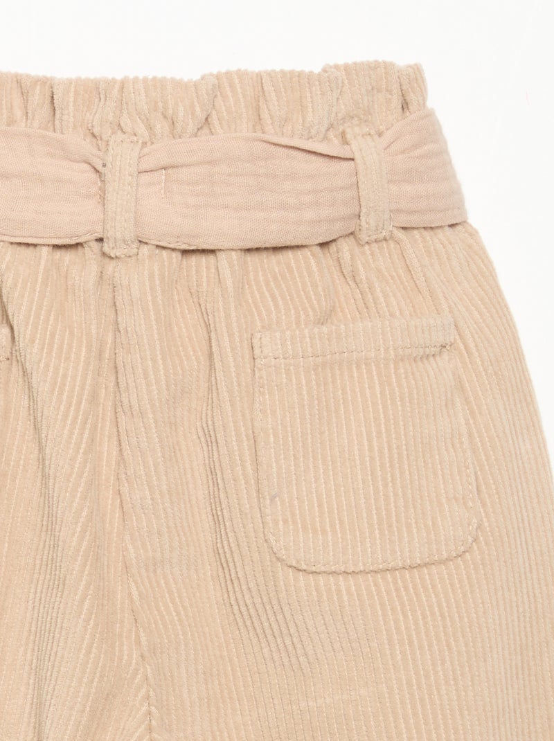 Pantaloni in velluto a coste con cintura inclusa Beige - Kiabi