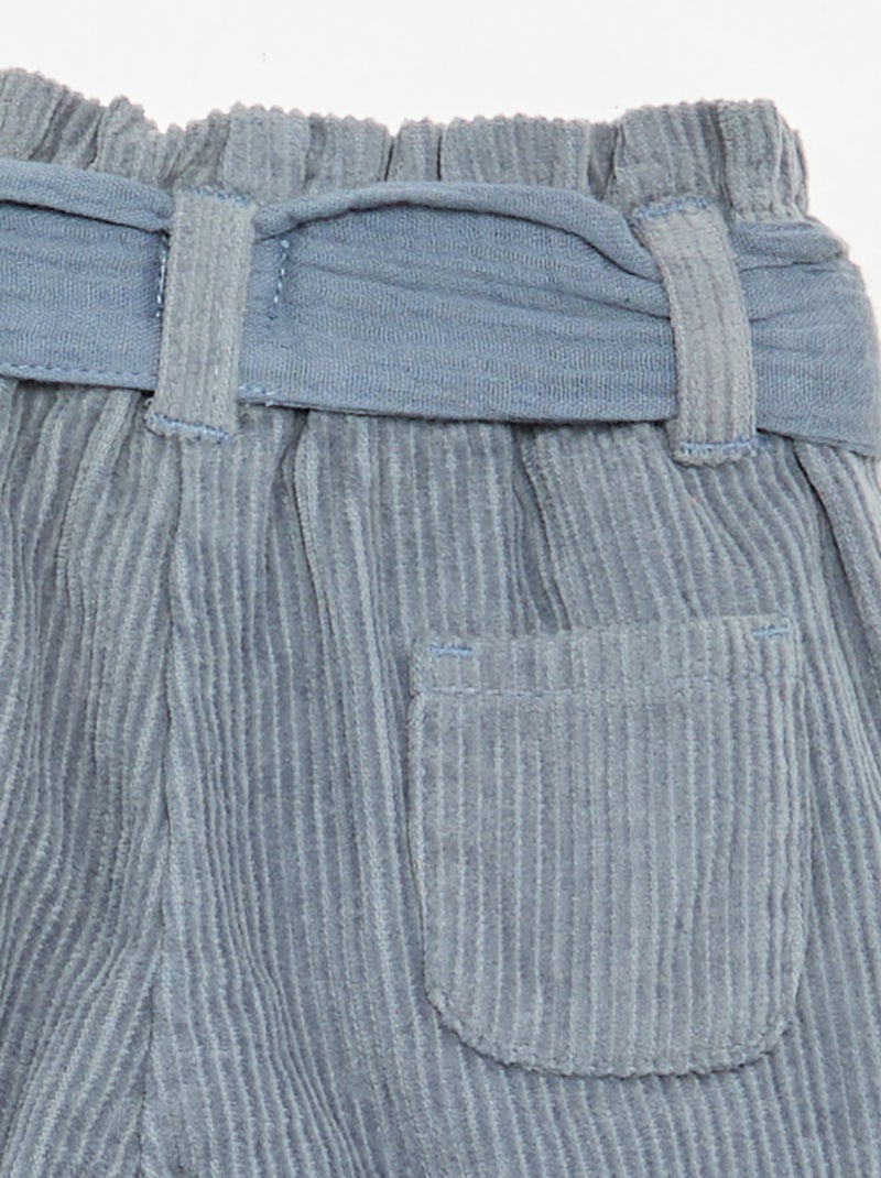 Pantaloni in velluto a coste con cintura inclusa Blu - Kiabi