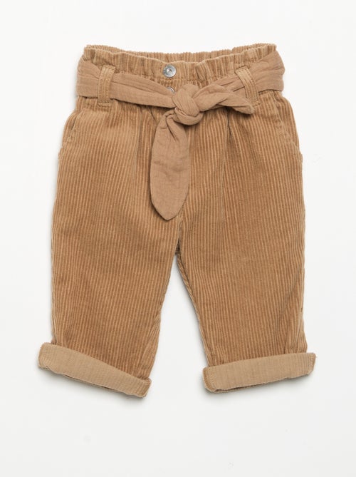 Pantaloni in velluto a coste con cintura inclusa - Kiabi