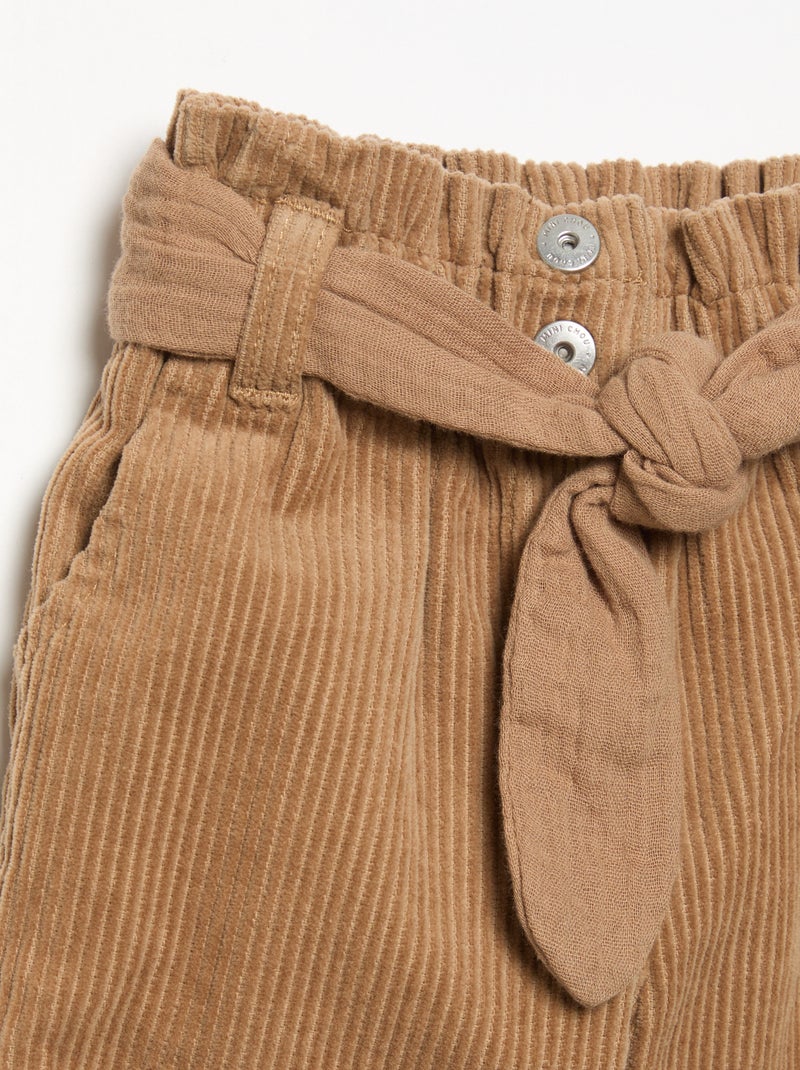 Pantaloni in velluto a coste con cintura inclusa Marrone - Kiabi