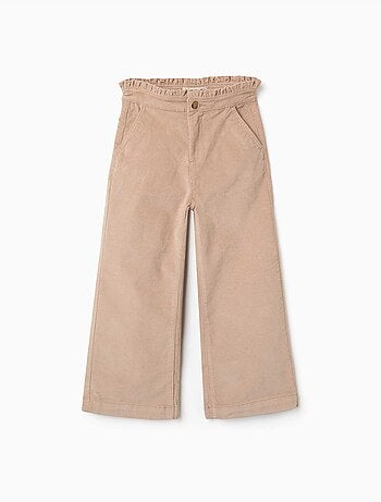 Pantaloni in velluto a coste con cintura paperbag arricciata