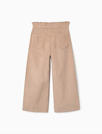 Pantaloni in velluto a coste con cintura paperbag arricciata