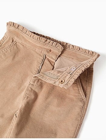 Pantaloni in velluto a coste con cintura paperbag arricciata