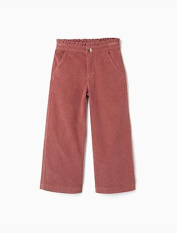 Pantaloni in velluto a coste con cintura paperbag arricciata