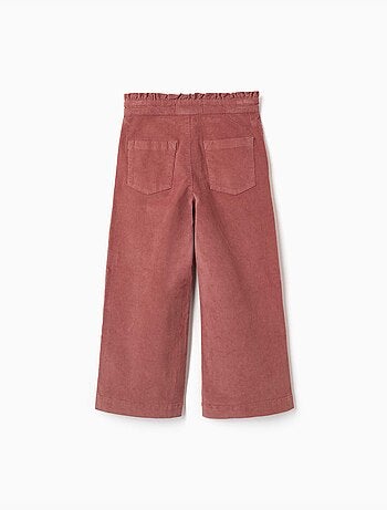 Pantaloni in velluto a coste con cintura paperbag arricciata