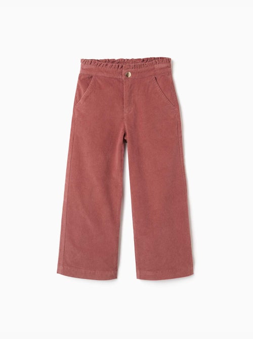 Pantaloni in velluto a coste con cintura paperbag arricciata - Kiabi Pantaloni in velluto a coste con cintura paperbag arricciata - Kiabi