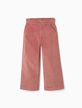 Pantaloni in velluto a coste con cintura paperbag arricciata