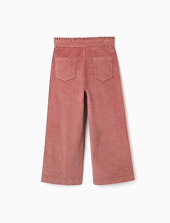 Pantaloni in velluto a coste con cintura paperbag arricciata