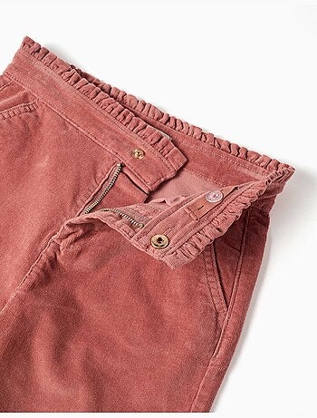 Pantaloni in velluto a coste con cintura paperbag arricciata