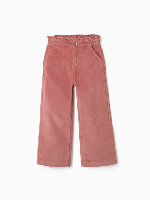 Pantaloni in velluto a coste con cintura paperbag arricciata - Kiabi Pantaloni in velluto a coste con cintura paperbag arricciata - Kiabi