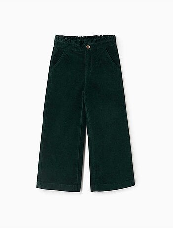 Pantaloni in velluto a coste con cintura paperbag arricciata