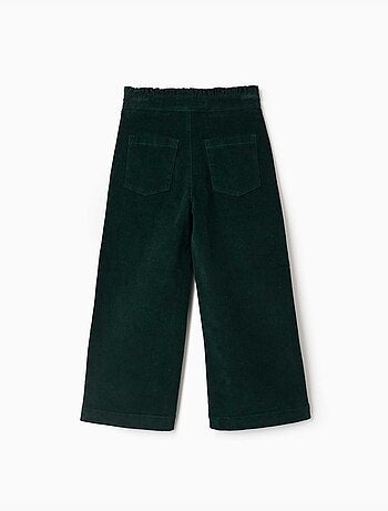 Pantaloni in velluto a coste con cintura paperbag arricciata