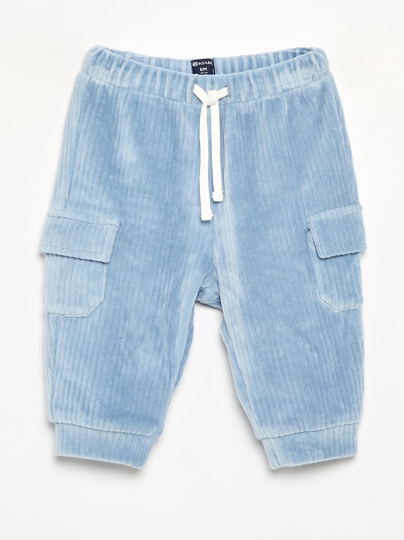 Pantaloni in velluto a coste con tasche cargo Blu - Kiabi