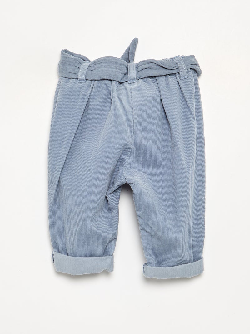 Pantaloni in velluto a coste con tasche ricamate Blu - Kiabi