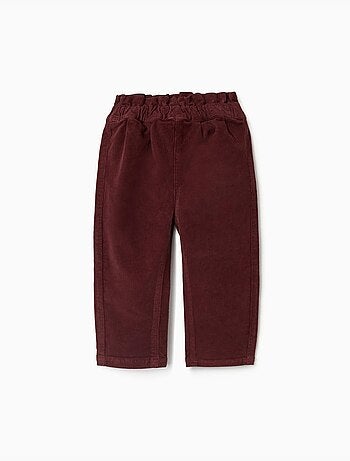 Pantaloni in velluto a coste con vita a sacchetto e volant
