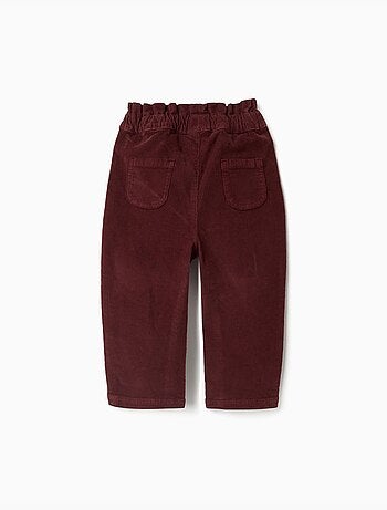 Pantaloni in velluto a coste con vita a sacchetto e volant