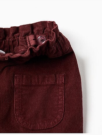 Pantaloni in velluto a coste con vita a sacchetto e volant