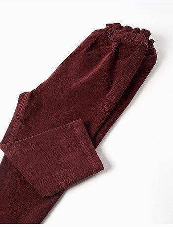 Pantaloni in velluto a coste con vita a sacchetto e volant