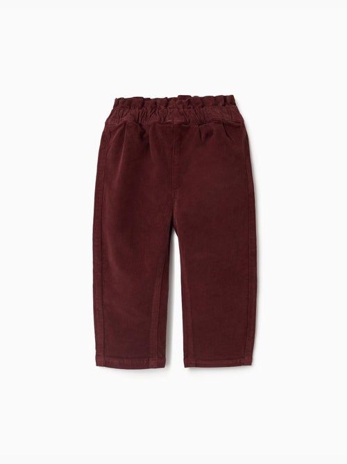 Pantaloni in velluto a coste con vita a sacchetto e volant - Kiabi Pantaloni in velluto a coste con vita a sacchetto e volant - Kiabi