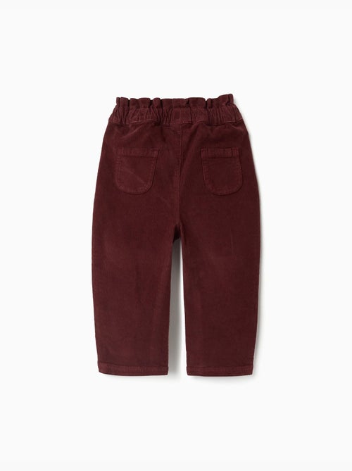 Pantaloni in velluto a coste con vita a sacchetto e volant - Kiabi Pantaloni in velluto a coste con vita a sacchetto e volant - Kiabi