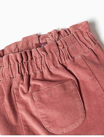 Pantaloni in velluto a coste con vita a sacchetto e volant