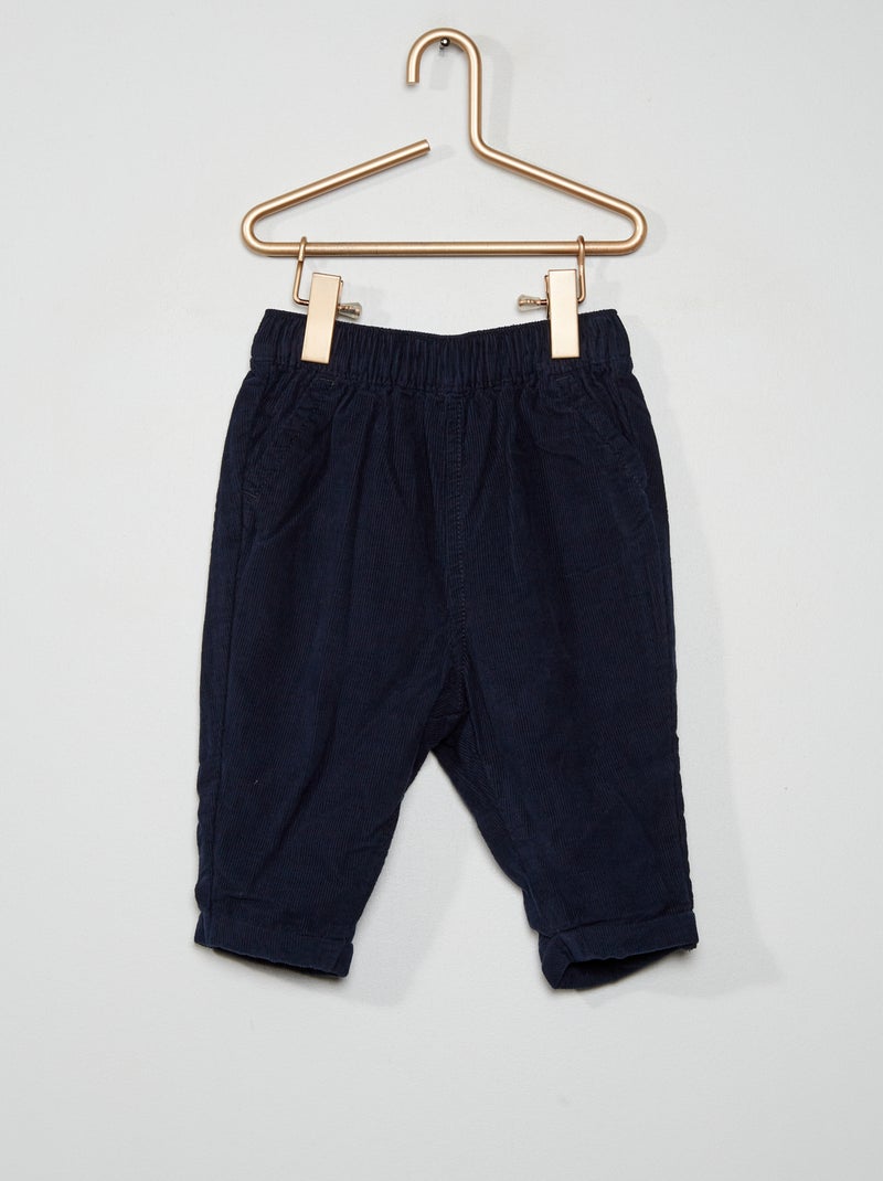 Pantaloni in velluto a coste foderati blu - Kiabi