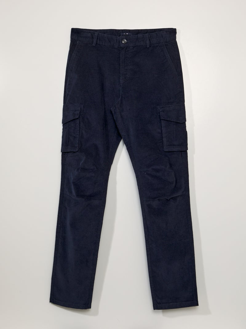 Pantaloni Cargo Uomo In Velluto A Coste, Tinta Unita, Multitasche, Vestibilità Regolare Dritta, Casual Largo, Per Primavera/Estate, Beige